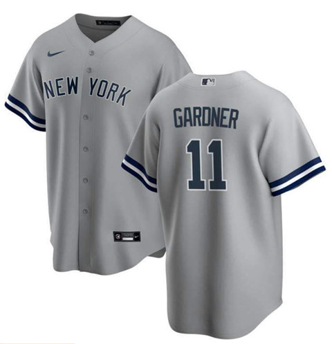 Men's New York Yankees #11 Brett Gardner Grey Stitched Jersey